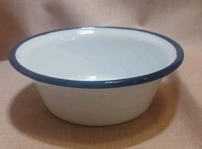 Emailleschüssel weiß blauer