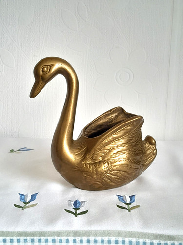 Deko schwan reiher messing - schwan,