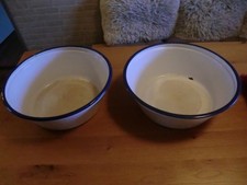 2 x alte Emaille Schüssel ⌀