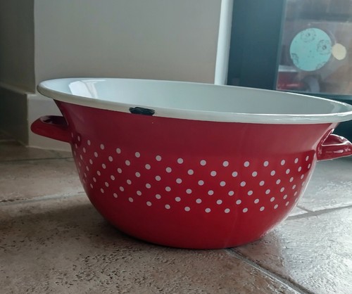 Emaille schüssel rot mit - emaille,