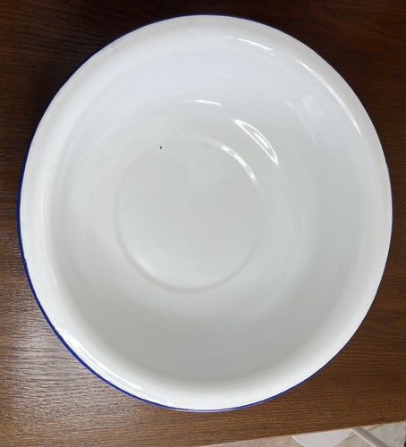 Schüssel emaille weiss blauer - schüssel,